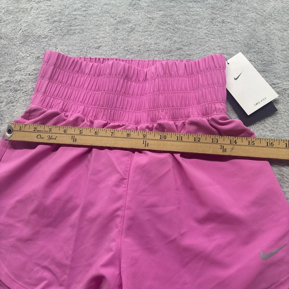Nike Dri-FIT One Womens High-Rise Smocked Shorts Pink Running Gym DX6012-615‎ S - Picture 4 of 7